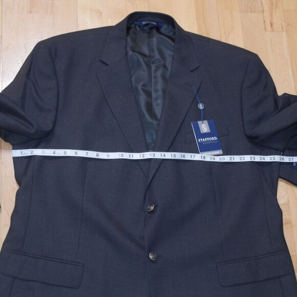 New w Tags! STAFFORD Hopsack Men's 50 LONG Classic Charcoal Blazer - Picture 7 of 7